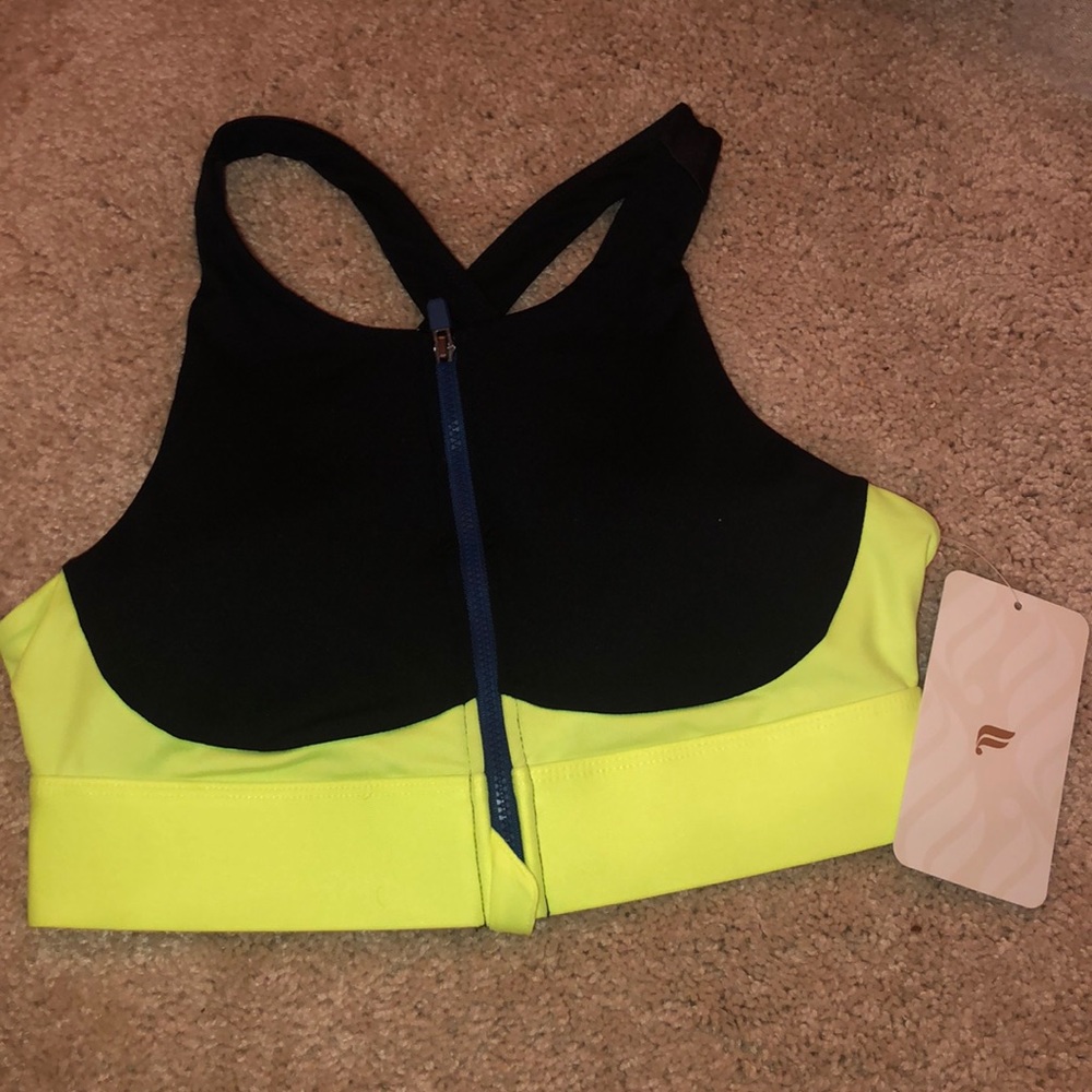 Fabletics High Impact Neon and Black Sports Bra